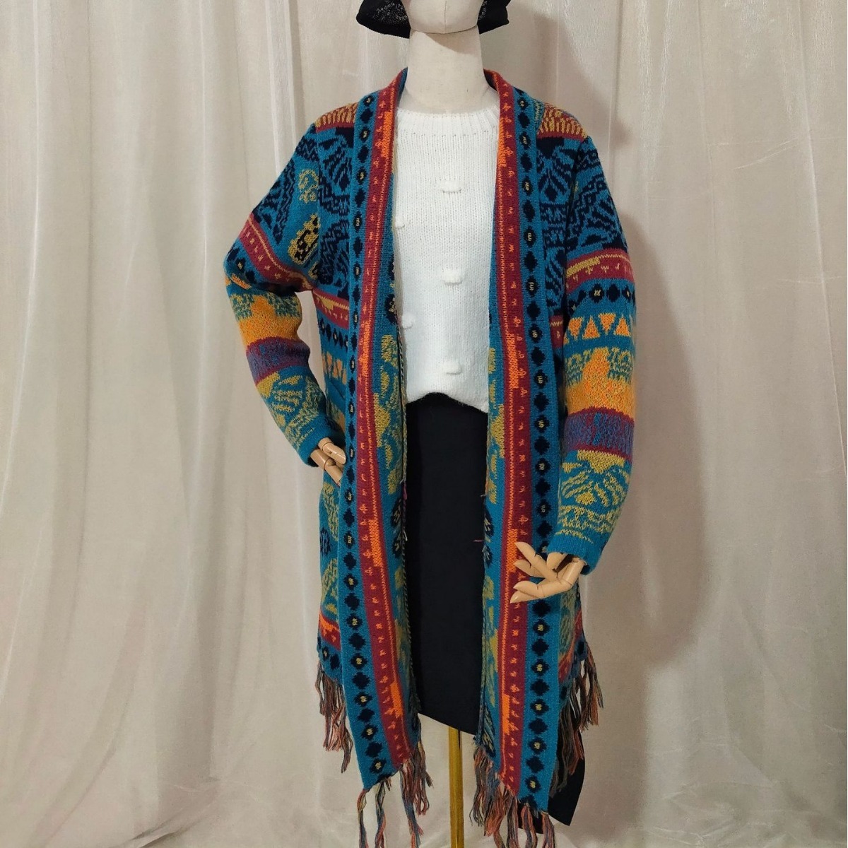 Autumn And Winter European And American Jacquard Retro Ethnic Style Women's Cardigan Version Loose Wool Cardigan - Image 5