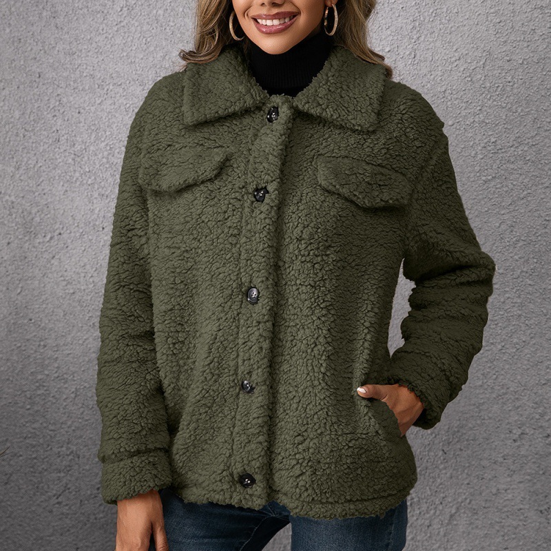 Loose Casual Lapel Plush Jacket Lamb Fleece Coat — изображение 5