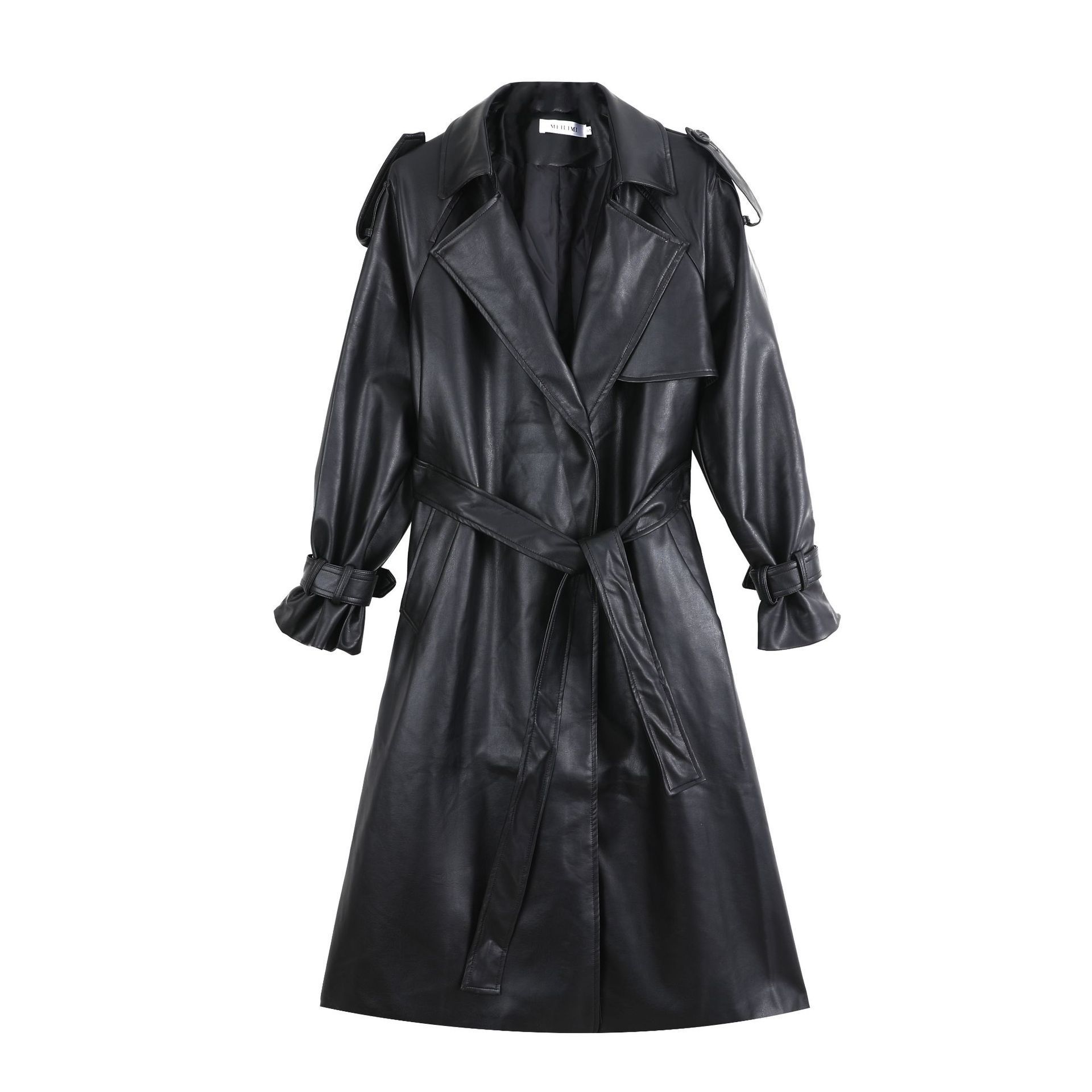 Autumn New Leather Trench Slim-fit Leather Coat - Image 5