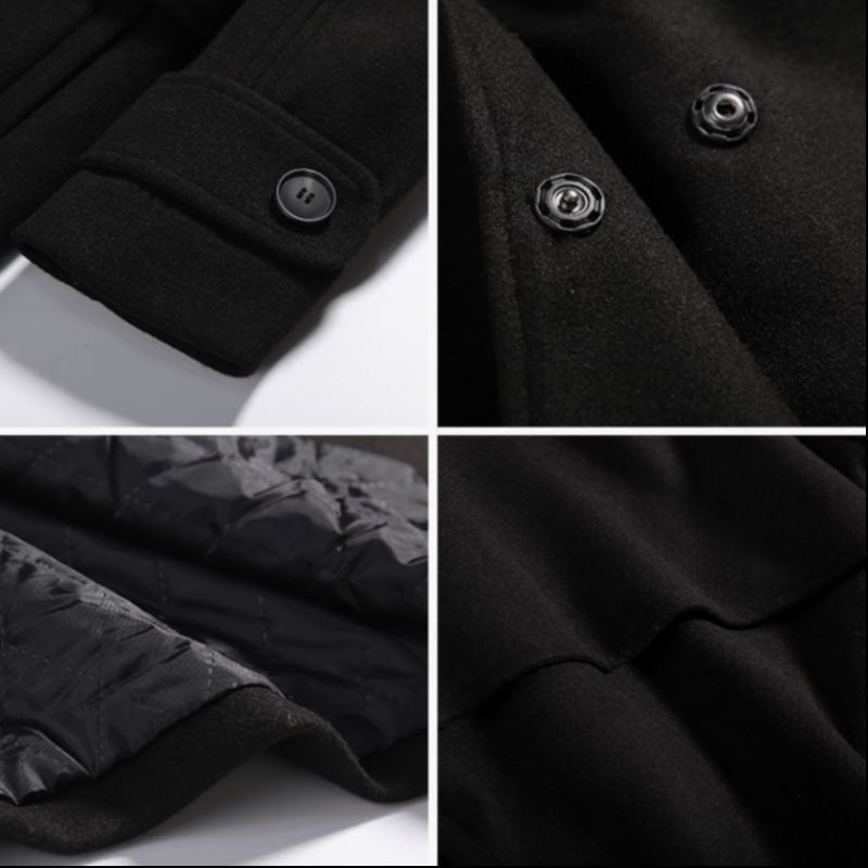 Women's Black Overcoat Mid-length Thick Loose Slim-fit Woolen Coat — изображение 3