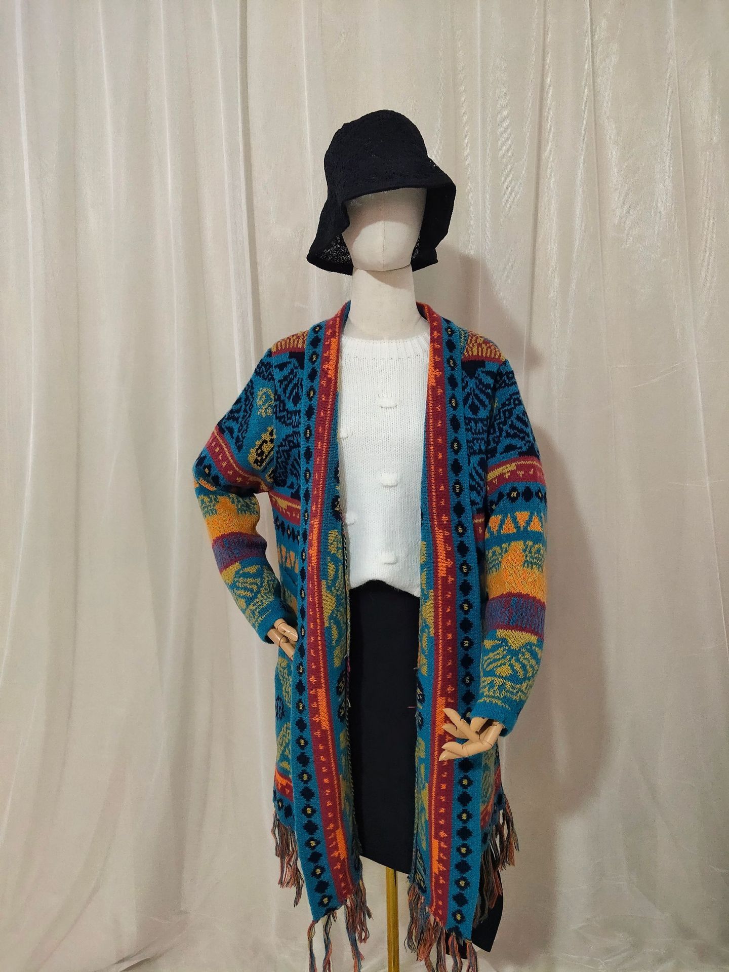 Autumn And Winter European And American Jacquard Retro Ethnic Style Women's Cardigan Version Loose Wool Cardigan - Image 7