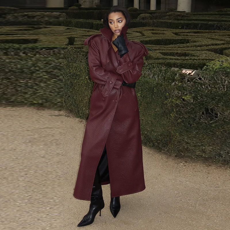 Autumn And Winter Women's Clothing New Leather Coat Elegant Long Leather Coat - Image 4