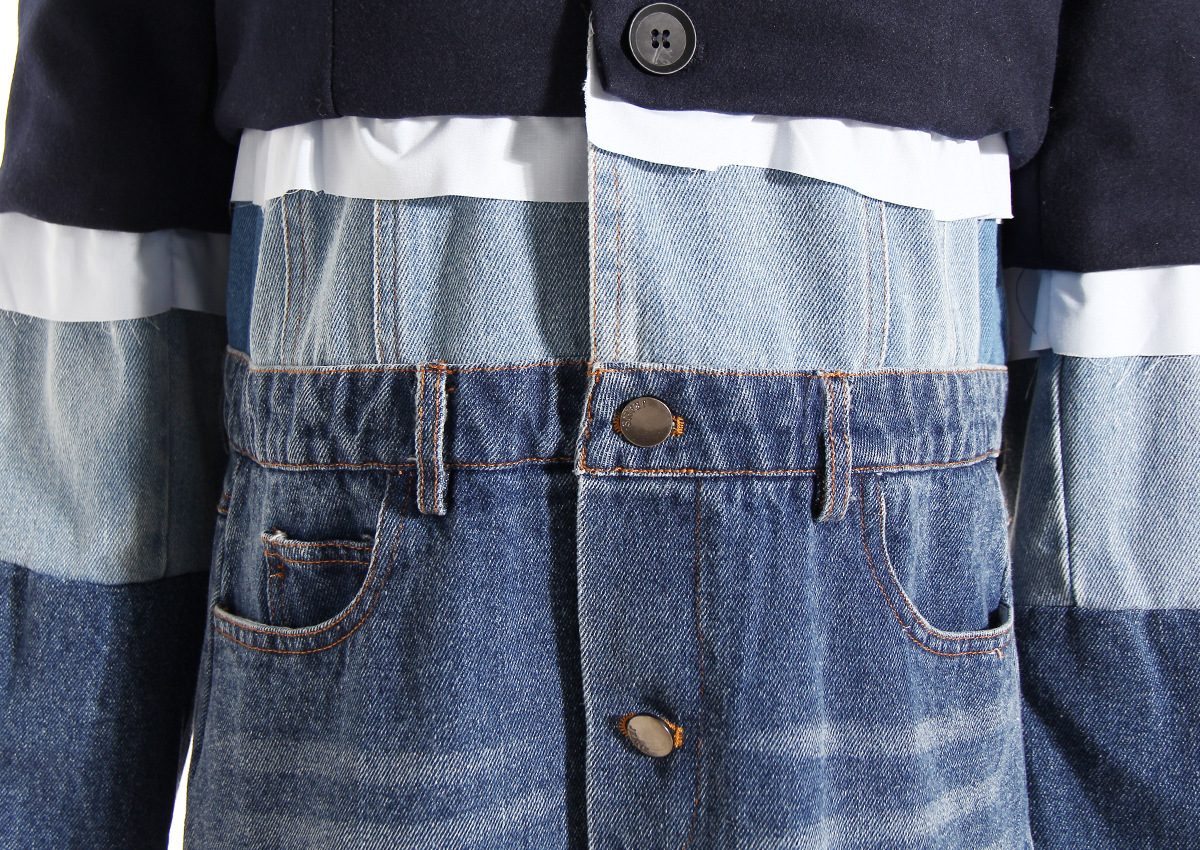 Autumn And Winter Contrast Color Splicing Coat Women's Mid-length - Image 5