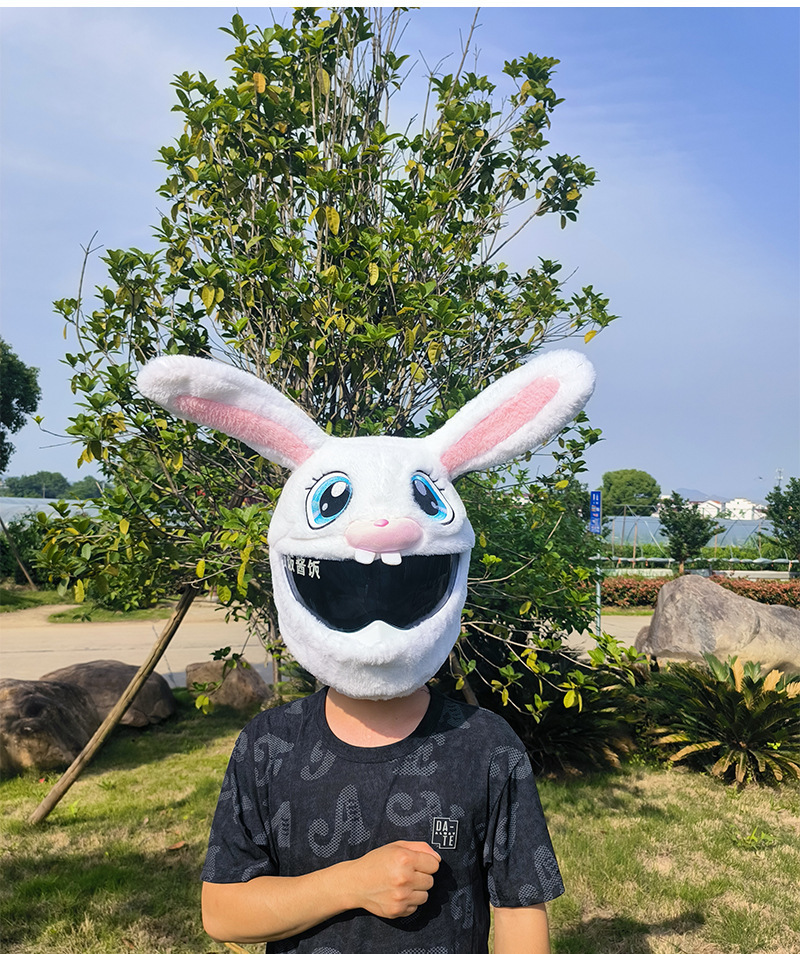 Decorative Rabbit Head Hat Protective Cover Warm Plush — изображение 7