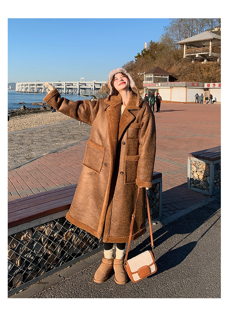 Women's Winter Double-sided Lamb Wool Coat Overcoat - Image 8