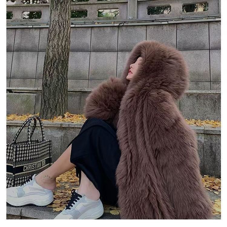 Woven Fur Bat Sleeve Fur Double-sided Woven Loose Europe – Bild 7