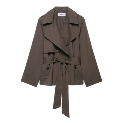 Fashion Design Lapel Belt Wind-breaker Coat
