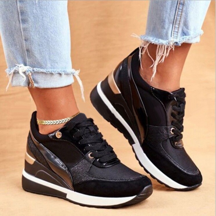 Women's Platform Colorblock Sequin Flat Casual Sneakers - Image 9