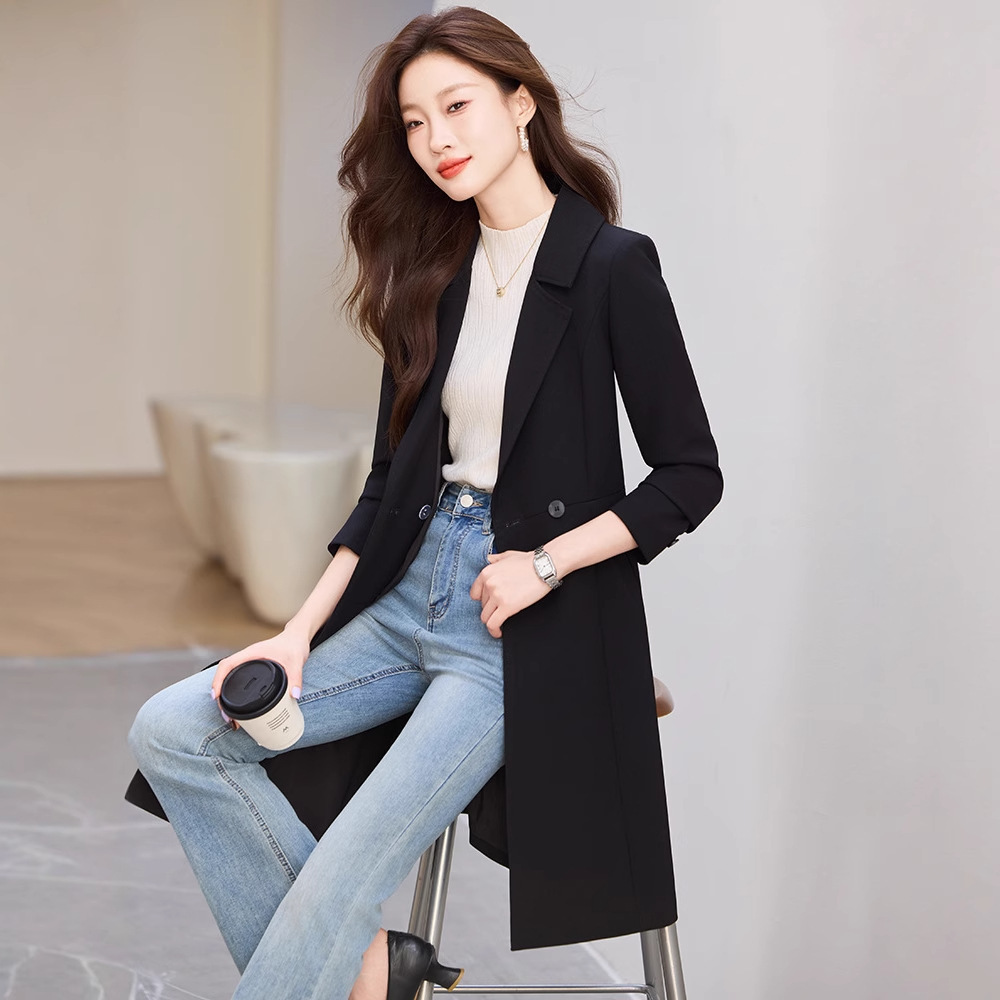 Black Suit Trench Coat Coat For Women Autumn - Image 3