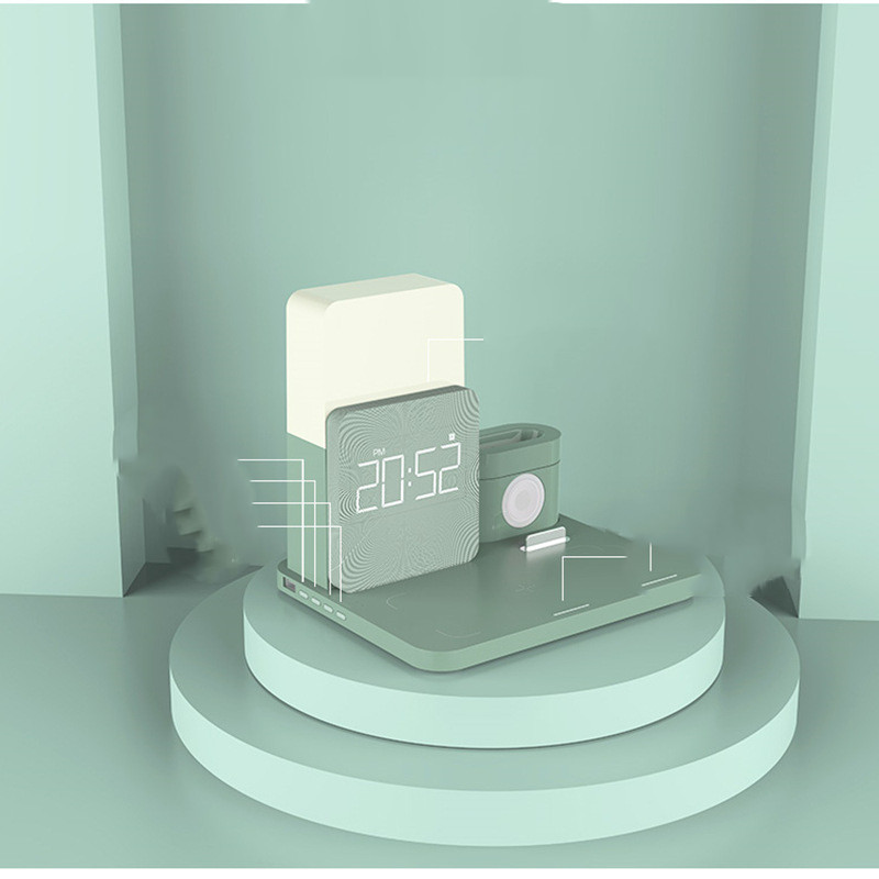 3 In 1 Clock Night Light Qi Wireless Charger Stand Fast Charging Station For IPhone Watch Airpods Pro - Image 4