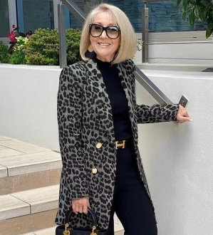 Women's Casual Leopard Print Suit Collar Woolen Coat — изображение 3