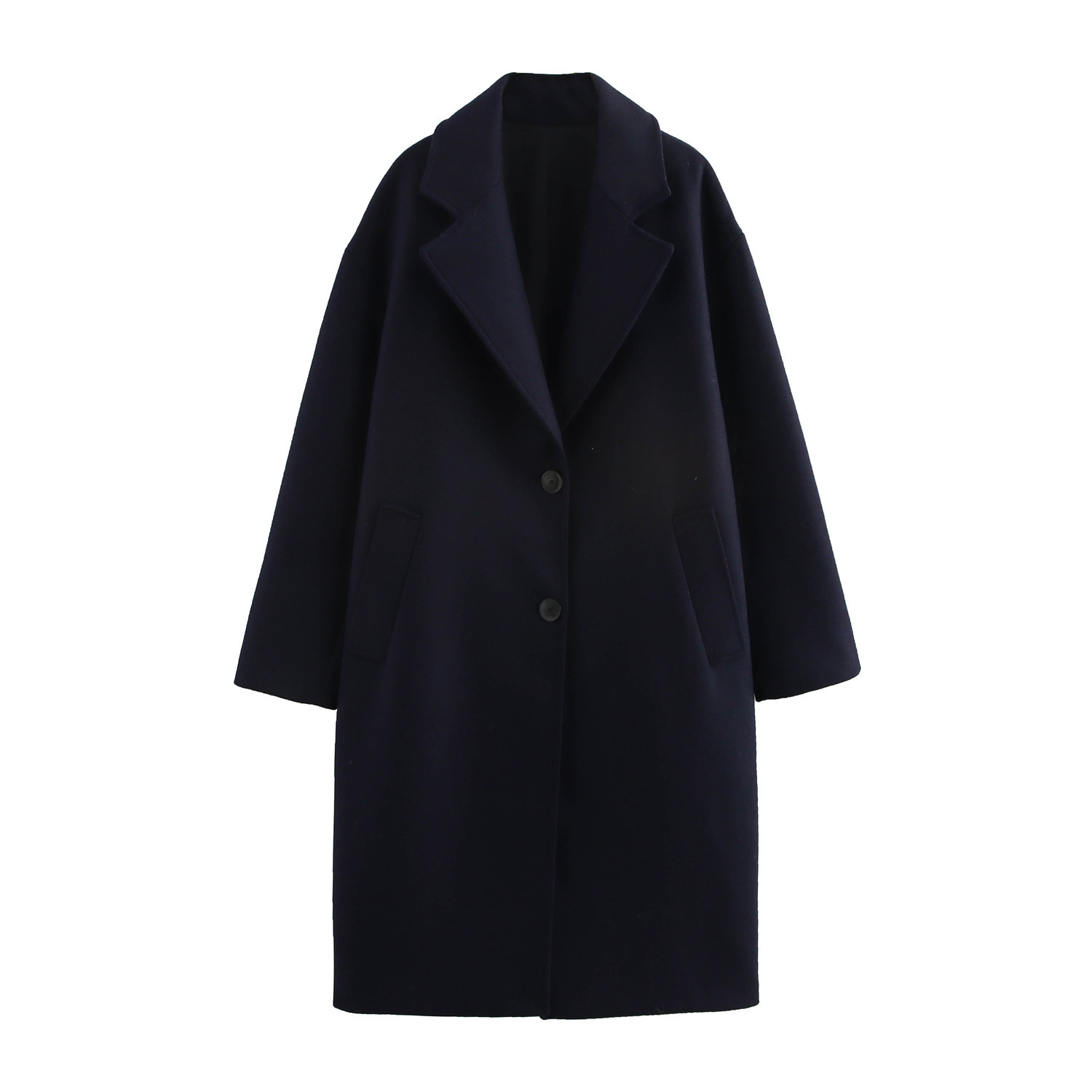 Women's Solid Color Polo Collar Baggy Coat - Image 10