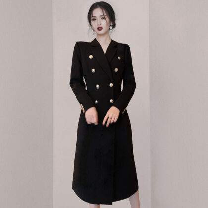 New Style Double Breasted Pearl Button Blazer Dress