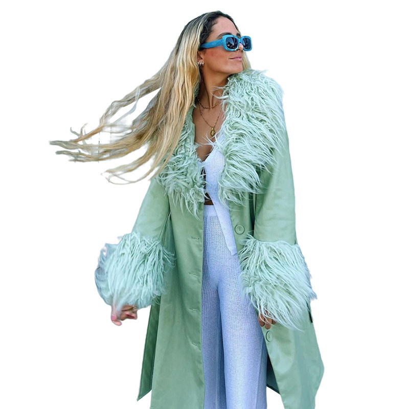 Long-sleeved Fur Collar Single-breasted Slim Section To Keep Warm — изображение 2